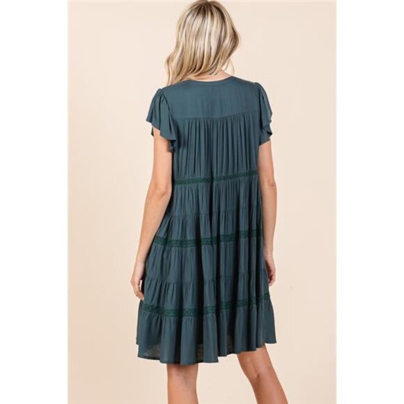Mittoshop Lace Detail Ruffled Button Down Tiered Dress - Picture 4 of 7